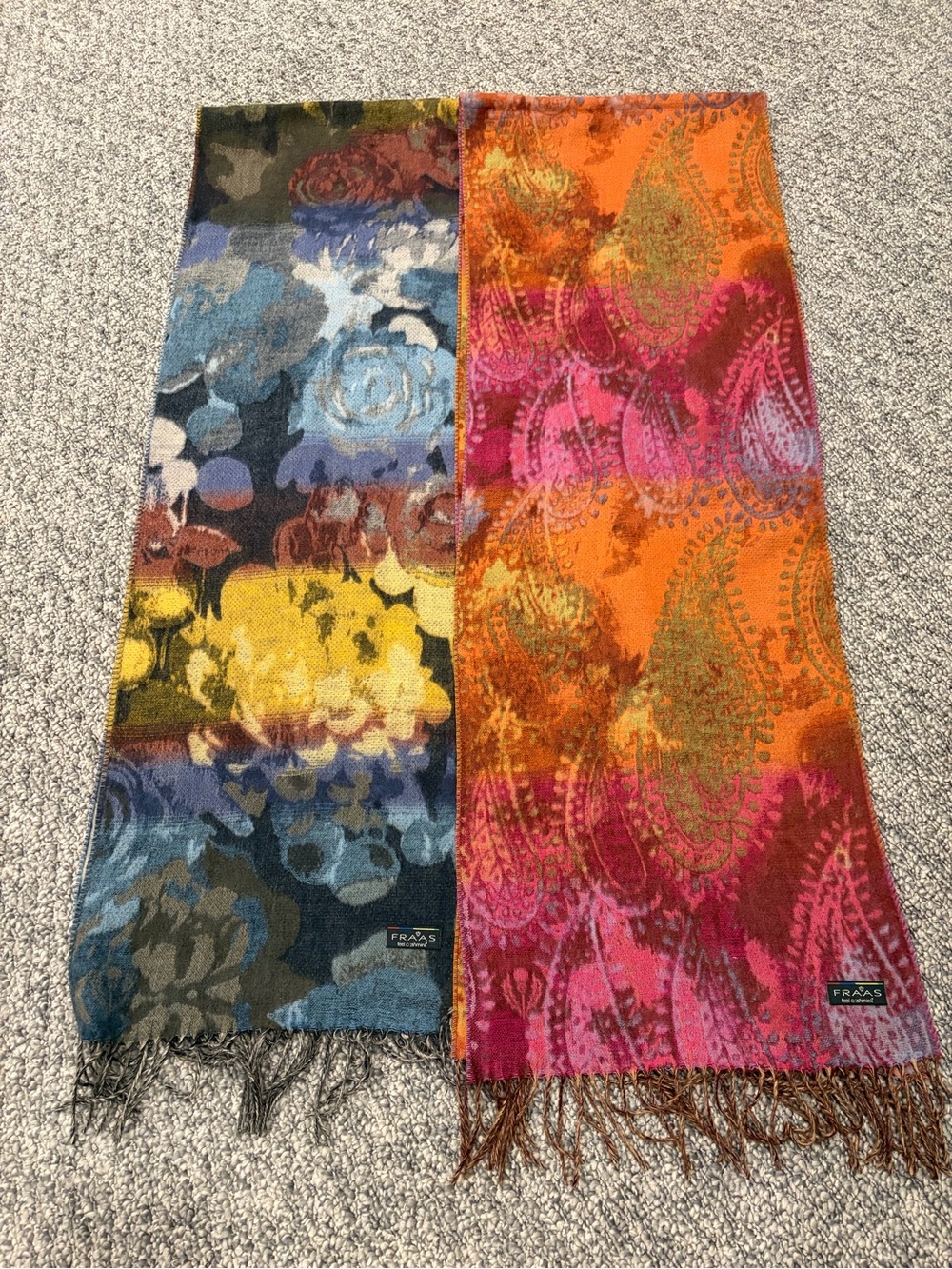 Multicolor Reversible Floral & Paisley Scarves One Blue and One Pink